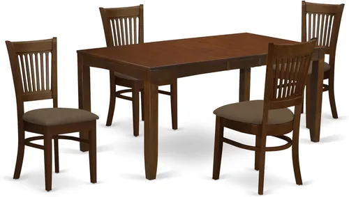 East West Furniture LYVA5-ESP-C - Juego de mesa de cocina de 5 piezas para 4 personas, incluye una mesa de comedor rectangular con hojas de mariposa