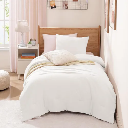 WRENSONGE Juego de edredón individual/individual XL para niñas, niños y adolescentes, 1 edredón blanco y 1 funda decorativa de almohada, juegos de