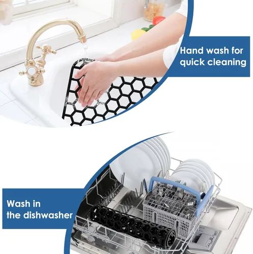 Miniatura 6 de Bestjing Paquete de 2 protectores de silicona para fregadero de cocina, accesorio de rejilla de cocina de 12 x 11 pulgadas, tapete antideslizante