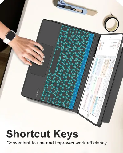 Miniatura 6 de Funda con teclado táctil para iPad de 9ª/8ª/7ª generación de 10.2 pulgadas, Pro 10.5, Air 3ª generación, funda inteligente con soporte para lápices