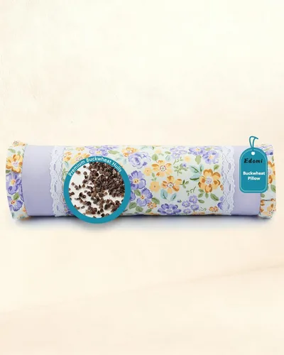 Miniatura 14 de Almohada cervical con relleno de cáscaras de trigo sarraceno para apoyo del cuello y alivio del dolor, almohada cervical cilíndrica para dormir