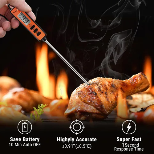 Miniatura 3 de ThermoPro TP01A Termómetro de carne de lectura instantánea con sonda larga, termómetro digital de cocina para alimentos para asar a la parrilla