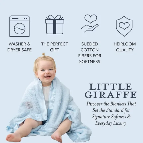 Miniatura 5 de Little Giraffe Manta de chenilla para bebé, felpilla suave con ribete satinado, 29 x 35 pulgadas, color azul, ultrasuave, suave y segura, ligera