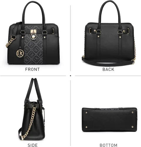 Miniatura 10 de Dasein Bolsos de mano de dos tonos para mujer, bolsos de hombro de cuero vegano, bolsa grande con cartera a juego
