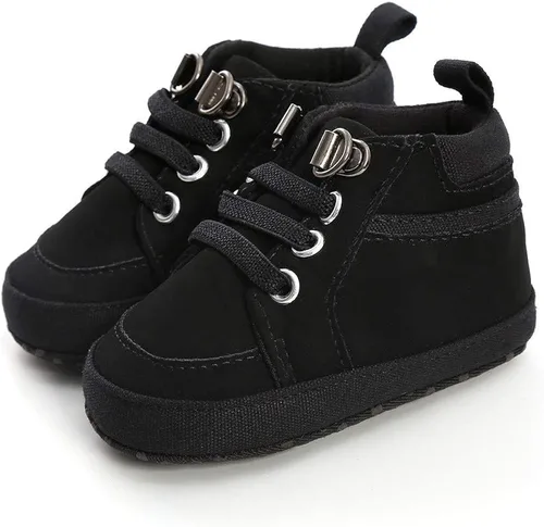 Meckior - Tenis tipo botín para niños y niñas pequeños de 1 a 3 años con suela suave antideslizante de cuero sintético Mocasines para bebés recién