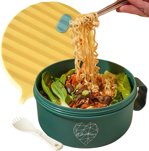 Miniatura 14 de AI LOVE PEACE Tazón de ramen, olla de ramen, tazón de ramen para microondas, tazón grande de fideos de 40 onzas, tazón para microondas, cuencos