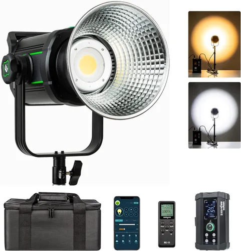 Miniatura 8 de Weeylite Luz de video LED de 200W 5600K, iluminación de fotografía de salida continua con CRI 95+TLCI 97+,79000 Lux@1M Bowens Mount & App Control