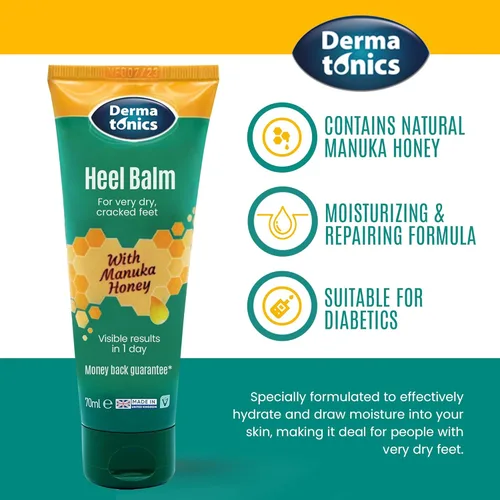 Miniatura 3 de Dermatonics Crema de pies para talones secos y agrietados, 25% de urea con miel de manuka, tratamiento hidratante intensivo del talón, removedor