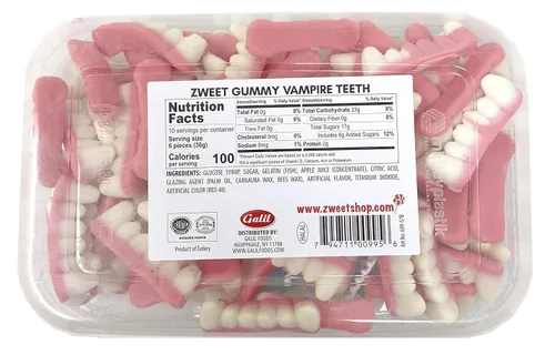 Miniatura 3 de Zweet Gummy Candy - Caramelo masticable de dientes de vampiro, 10 onzas, caramelo kosher gomoso, caramelo halal, paquete resellable de caramelos