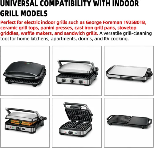 Miniatura 4 de TonGass Rascador de parrilla de bambú con cabeza de acero inoxidable compatible con George Foreman 1925B01B Espátula de parrilla para George Foreman
