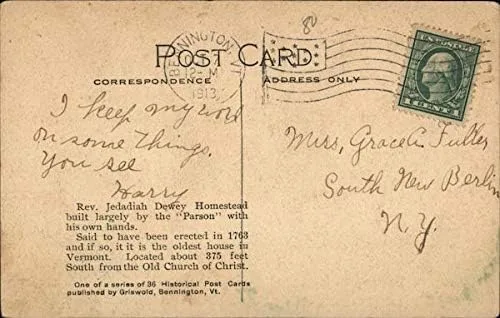 Miniatura 2 de The Old Swift House Bennington, Vermont VT Original Antique Postcard 1913