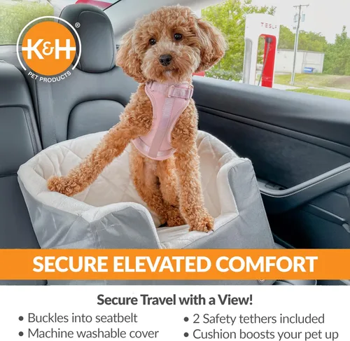 Miniatura 3 de K&H Pet Products Asiento elevador de cubo para perro, cinturón de seguridad seguro, 2 correas de seguridad, fundas lavables, asientos elevadores