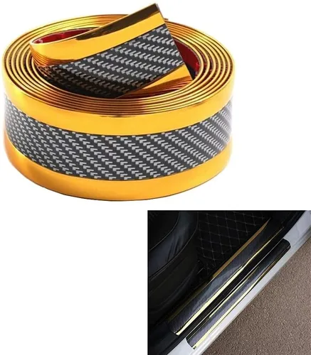 Miniatura 9 de Protector universal de fibra de carbono para puerta de automóvil, adhesivo flexible y autoadhesivo para umbral de puerta de auto, SUV, camión, Negro