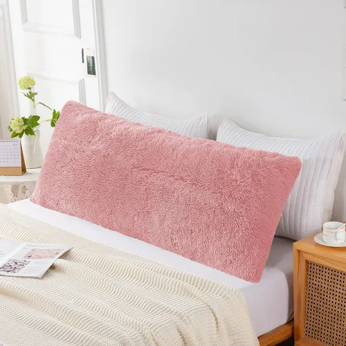 Funda de almohada de cuerpo lanudo y esponjosa con cremallera, funda de almohada de felpa de piel sintética de 21 x 54 pulgadas, funda de almohada