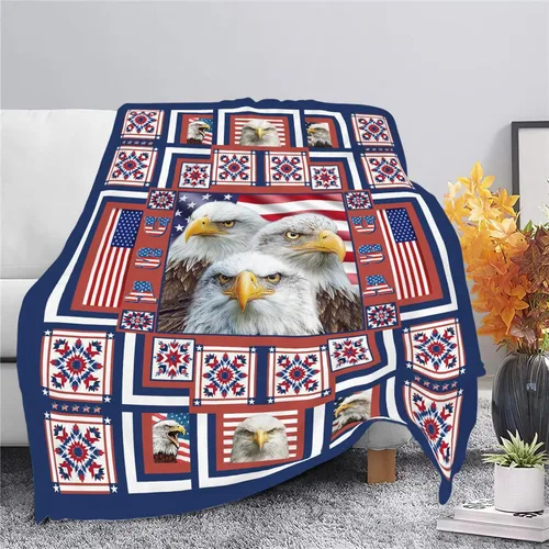 Miniatura 4 de Manta de águila con la bandera estadounidense y águila calva, regalos para niños, niñas, niños, adultos, mujeres y hombres, suave, acogedora, cálida