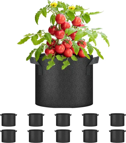 Miniatura 8 de HealSmart Paquete de 10 bolsas de cultivo de plantas de 3 galones, macetas plantadoras de tomate con asas, tela no tejida de aireación, maceta