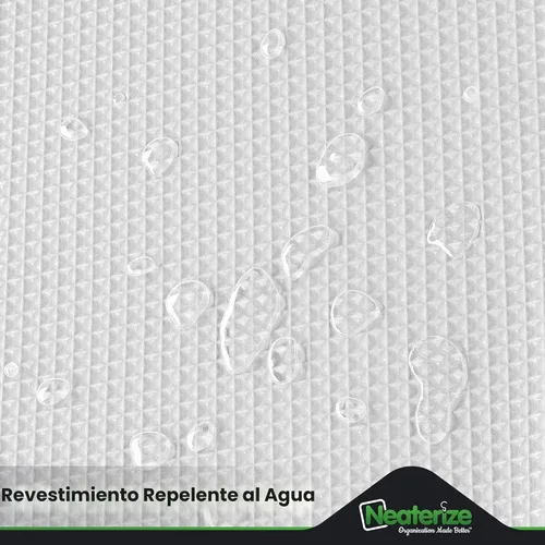 Miniatura 5 de NEATERIZE Cortina de Ducha Blanca - Cortinas de Ducha Estilo Hotel para Baño con Diseño Waffle, 72x72 Pulgadas - Cortina de Ducha de Tela Blanca