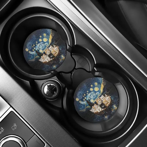 Miniatura 24 de AFPANQZ 250 Years Print Car Coasters for Cup Holders Absorbent Car Accessories 2.8" Car Cup Holder for Women 2 Pack