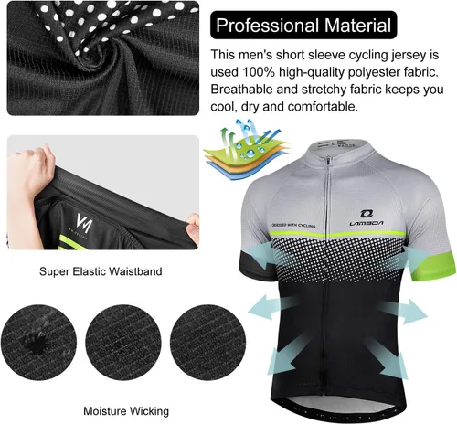 Miniatura 3 de Camiseta de ciclismo para hombre, ajustada, transpirable, de secado rápido, de alta elasticidad, camiseta de ciclismo