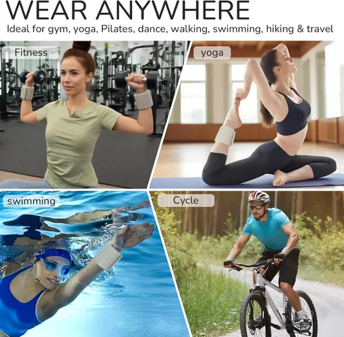 Miniatura 6 de Pesas de tobillo y muñeca para mujeres y hombres, diseño magnético ultrafino ajustable, silicona agradable a la piel con bloques de acero para yoga