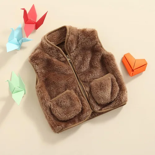 Miniatura 7 de Tiacham Chaleco para bebé, niña, niño, ropa de otoño e invierno, chaleco de sherpa sin mangas, ropa de abrigo para niños