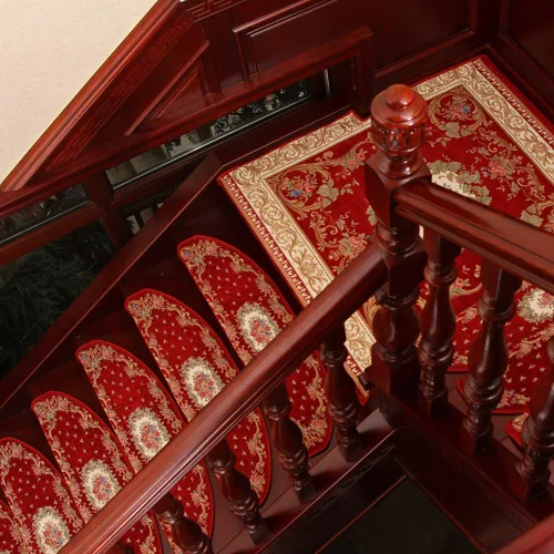 Miniatura 8 de KEYAMA Alfombra de acrílico para interiores, diseño floral, antideslizante, cinta libre - 9 pulgadas de ancho x 30 pulgadas de largo, rojo 059