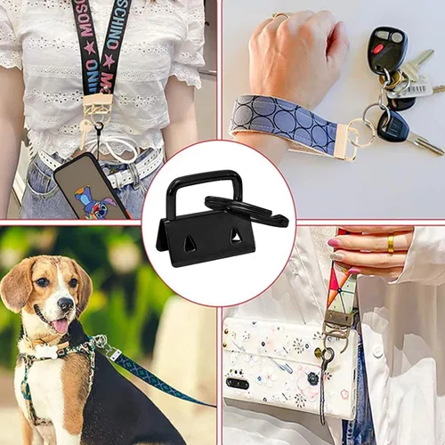 Miniatura 5 de 20 piezas de accesorios para llavero con llavero de 1 pulgada, color negro para hacer llaveros, llavero de pulsera