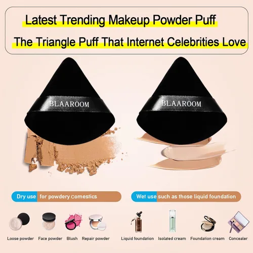 Miniatura 4 de 12 esponjas de maquillaje facial con forma de cuña, triángulos de terciopelo para polvo suelto, esponjas de base cosmética suave, herramientas