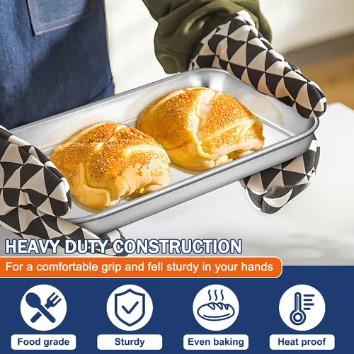 Miniatura 4 de P&P CHEF Bandeja para hornear galletas de 10.5 pulgadas, bandeja de acero inoxidable para cocina, utensilios para horno para múltiples usos, aspecto