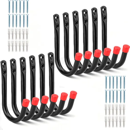 Paquete de 12 ganchos de almacenamiento de garaje de acero resistente, 3.5 pulgadas montado en la pared J Utility Hanger, soporta hasta 50 libras