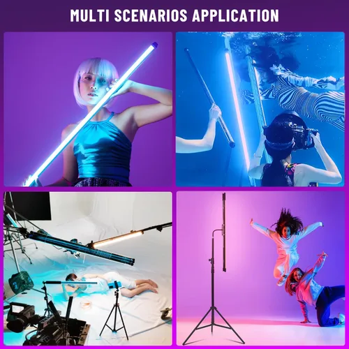 Miniatura 4 de P120 RGB luz de fotografía portátil, control de aplicación 1350 lúmenes LED video luz varita 360 ° a todo color 12 modos de iluminación CRI≥95 IP68
