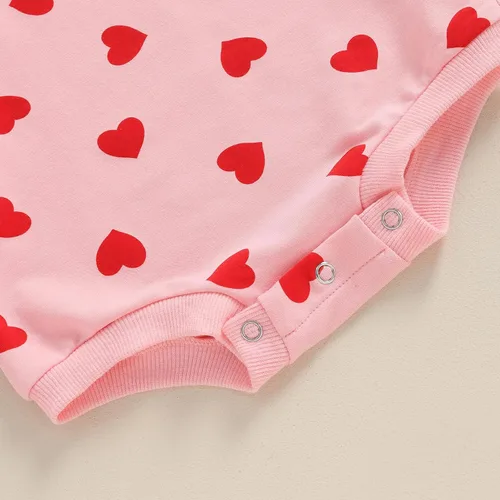 Miniatura 111 de SOLILOQUY Traje de manga larga con cuello redondo para el primer día de San Valentín para bebé niño y niña, mameluco de corazón de amor
