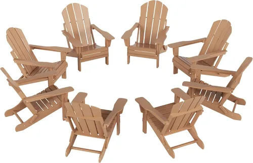 Miniatura 30 de HDPE Laguna Silla Adirondack plegable de polietileno (juego de 2), teca