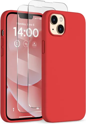 Miniatura 12 de Funda de silicona diseñada para iPhone 14 Plus, con 2 protectores de pantalla, funda protectora de cuerpo completo a prueba de golpes, funda delgada