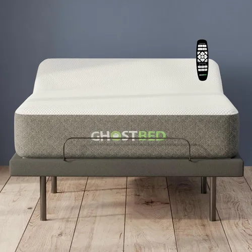 Miniatura 13 de GhostBed Base de cama ajustable y base de alimentación con control remoto inalámbrico, ajustes de gravedad cero y masaje, puertos USB, tamaño King