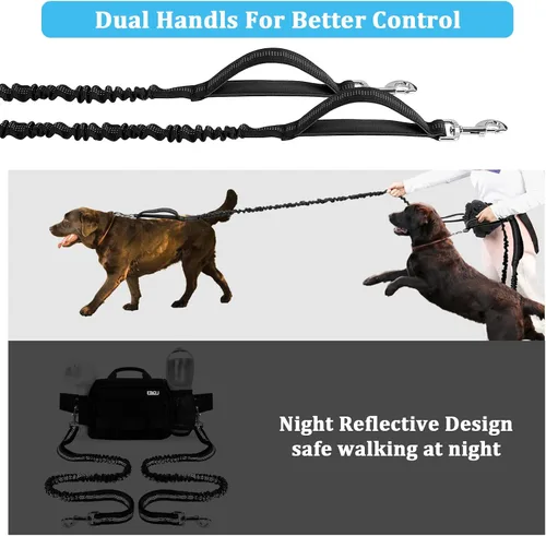 Miniatura 6 de ETACCU Correa de perro resistente manos libres con bolsa de cremallera cinturón para perros grandes y medianos para correr, caminar, trotar