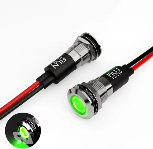 Miniatura 7 de 2 piezas de 12 mm (1/2") Luz indicadora LED blanca, lámpara de señal impermeable de metal, 5 V, 12 V, 24 V, IP67, luz de tablero para piloto