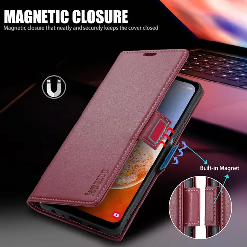 Miniatura 5 de Funda tipo cartera para Samsung Galaxy A14 5G con tarjetero [bloqueo RFID] con función atril magnética, funda de cuero con tapa para Samsung Galaxy