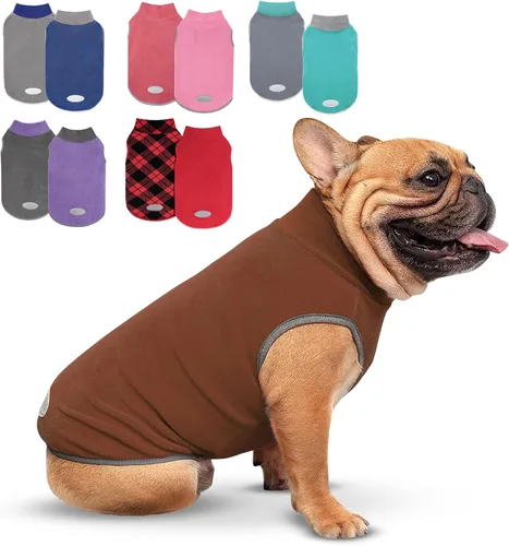Miniatura 13 de cyeollo Paquete de 2 suéteres elásticos de forro polar para perro, chaqueta reflectante de invierno para perros, suéteres para perros medianos