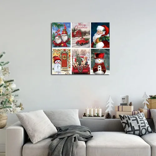 Miniatura 3 de PJOESL Paquete de 6 kits de pintura de diamantes de Navidad para adultos, arte de diamantes de imitación 5D, arte redondo completo de diamantes
