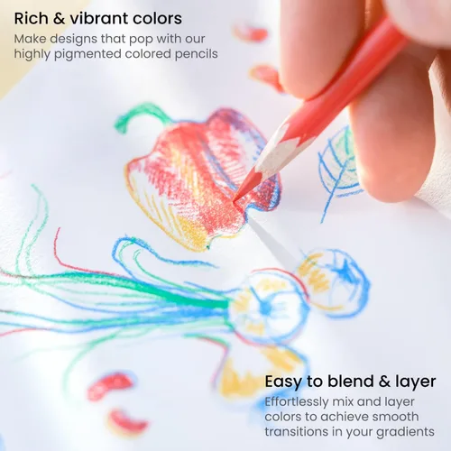 Miniatura 4 de ARTEZA Lápices de colores para adultos, 72 lápices de colores, lápices de dibujo triangulares para artistas, suministros de arte para ilustrar