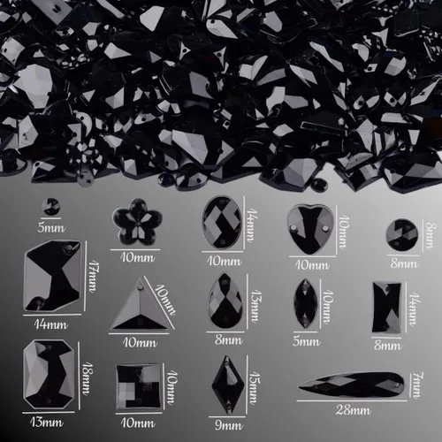 Miniatura 2 de 500 Piezas Diamantes de Imitación Acrílicos de Respaldo Plano para Coser, Gemas de Costura, Cristal Formas Mixtas, Cuentas de Costura, Decoraciones