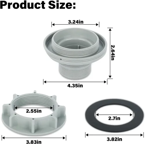 Miniatura 2 de Kit de conector de manguera de piscina, filtro de entrada roscado, para accesorio de drenaje Intex pieza de repuesto 10744 10256 10255 (tres piezas)