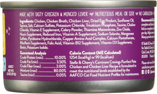 Miniatura 4 de Stella & Chewy's Carnivore Cravings Purrfect Paté - Alimento húmedo prémium sin granos para gatos, receta de pollo e hígado, alto en proteínas