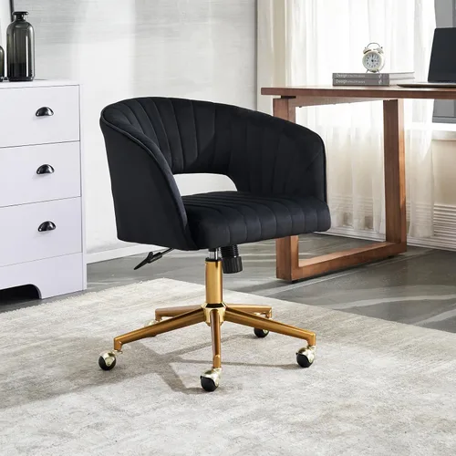 Miniatura 7 de ECHINGLE Silla de escritorio para la oficina en casa, tapizada en terciopelo, moderna y cómoda, silla de oficina para mujer, ergonómica ajustable