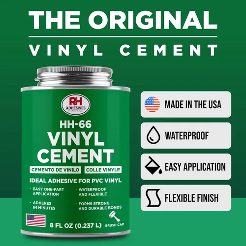 Miniatura 2 de HH-66 Cemento de vinilo, lata de 8 oz. - Adhesivo de vinilo, pegamento de cemento, pegamento de reparación, inflables, revestimiento de piscina