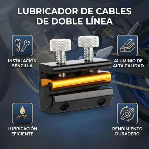 Miniatura 3 de Aramox Herramienta lubricante para cable y cadena, kit de lubricante de aluminio y goma para motocicleta ATV (negro dorado)