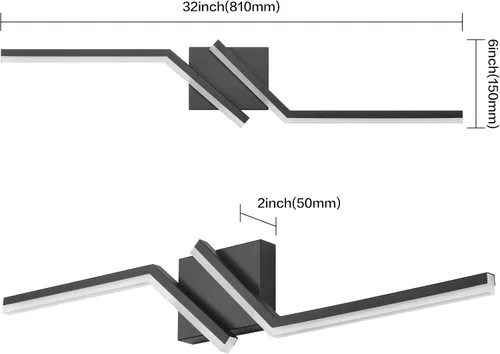 Miniatura 5 de Luz de tocador de baño negra de 32 pulgadas, LED moderna, 3CCT, regulable, 24 W, luminarias de baño sobre espejo 3000 K/4500 K/6000 K, 3
