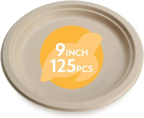 Miniatura 11 de Platos de papel desechables 100 % compostables a granel [10 pulgadas, 3 comp 400 paquetes], platos de bambú, ecológicos, biodegradables, resistentes