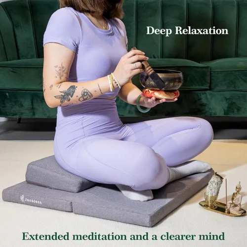 Miniatura 6 de ZenBless Zafu and Zabuton - Juego de cojines de meditación para yoga, meditación, tapete cuadrado grande y almohada para sentarse en el suelo
